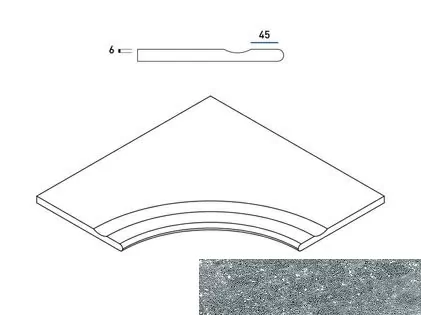 Керамогранит 620090000603 Бортик Дженезис Силвер с выемкой угл.закругленный 30 Х2 60х60
