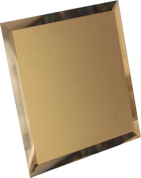 Плитка КЗБ1-02 Квадратная зеркальная бронзовая плитка с фацетом 10 мм 20x20
